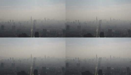 城市航拍南京清晨迷雾高楼建筑高清在线视频素材下载