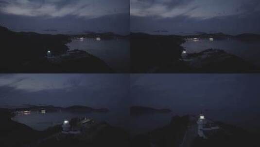 海岛的夜景航拍高清在线视频素材下载