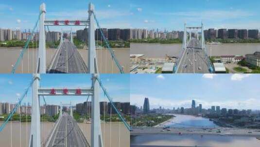 宁波庆丰桥甬江水4K航拍原素材60帧高清在线视频素材下载