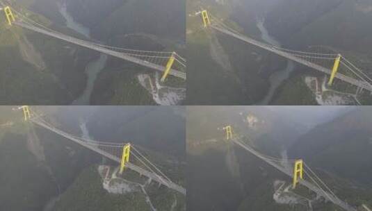 湖北恩施四渡河大桥高速公路交通航拍高清在线视频素材下载