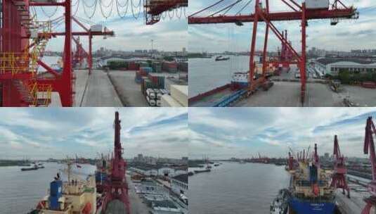 港口码头龙门吊高清在线视频素材下载
