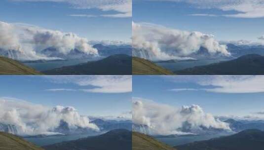 火山喷发冒出的烟雾天际线景观   高清在线视频素材下载