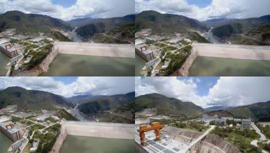 澜沧江水库 水电 水坝 水电工程建设 航拍高清在线视频素材下载