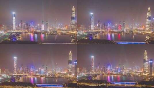 深圳市人才公园春笋夜间航拍延时视频高清在线视频素材下载