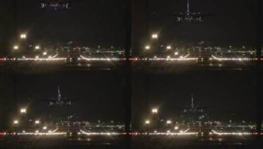 夜间飞机着陆高清在线视频素材下载