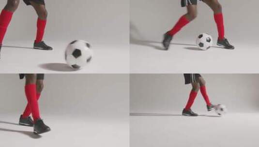 在工作室踢足球的运动员高清在线视频素材下载