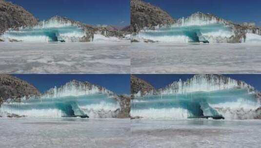来古冰川走路拍摄高清在线视频素材下载