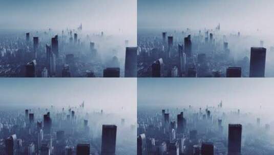 上海雾天航拍高清在线视频素材下载