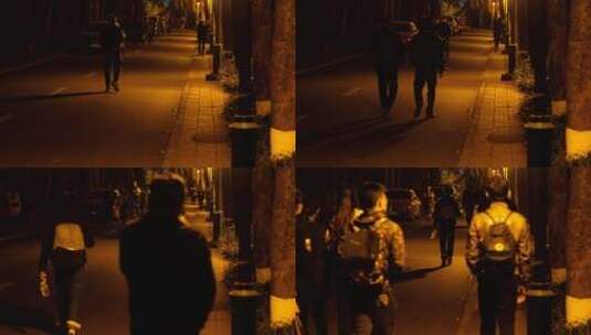 城市夜晚步行街年轻人高清在线视频素材下载