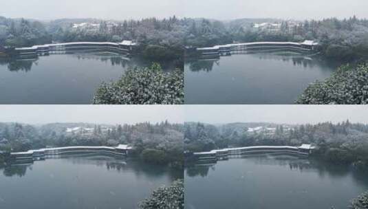 杭州西湖浴鹄湾雪景高清在线视频素材下载