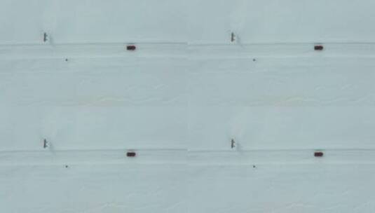 冬天喀纳斯雪景自驾航拍高清在线视频素材下载