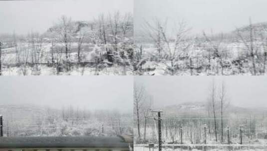 大雪列车窗外唯美风景雪国列车高清在线视频素材下载