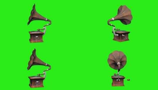 绿幕特效喇叭留声机背景素材高清在线视频素材下载