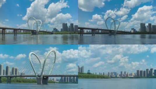 浑河三好桥和浑河北岸延时摄影高清在线视频素材下载