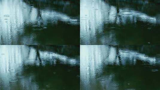雨中湖面水面雨滴涟漪高清在线视频素材下载