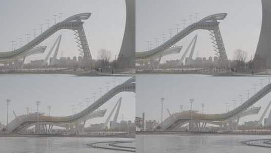 北京首钢园冬奥会滑板大跳台高清在线视频素材下载