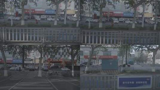 淄博清晨公交车外街景高清在线视频素材下载
