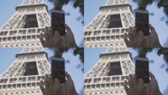 埃菲尔铁塔拍照的人高清在线视频素材下载