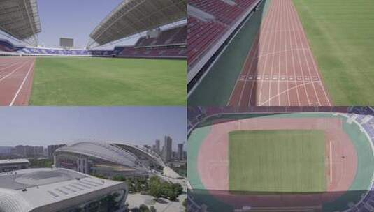 渭南市体育馆足球场航拍4k高清在线视频素材下载