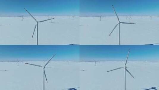 内蒙古呼伦贝尔雪原风力发电机组高清在线视频素材下载