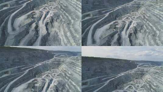 鸟瞰图巨大石棉采石场的垂直全景04高清在线视频素材下载