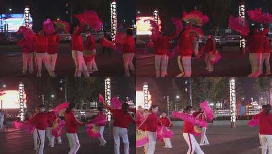 连云港站前广场跳广场舞的人高清在线视频素材下载