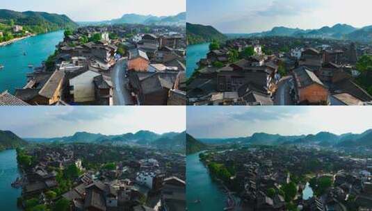 4K航拍贵州下司古镇旅游美景地高清在线视频素材下载