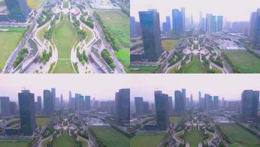 航拍杭州钱江世纪公园视频高清在线视频素材下载