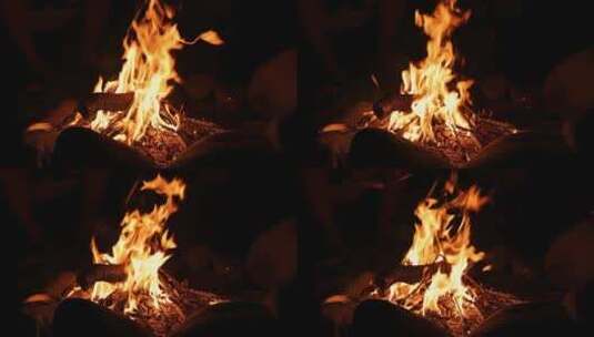 燃烧的篝火大火火焰慢镜头高清在线视频素材下载