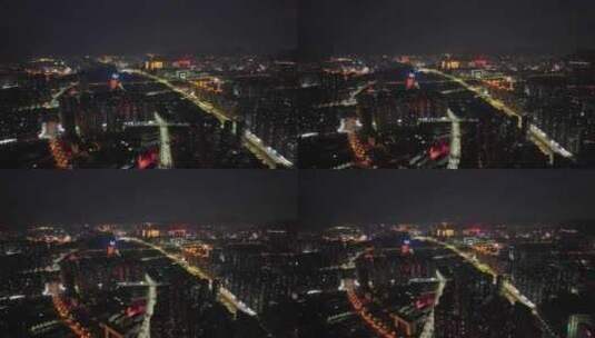 广西桂林临桂区夜景航拍高清在线视频素材下载