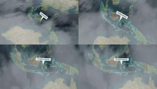 印度尼西亚地图-云效应高清在线视频素材下载