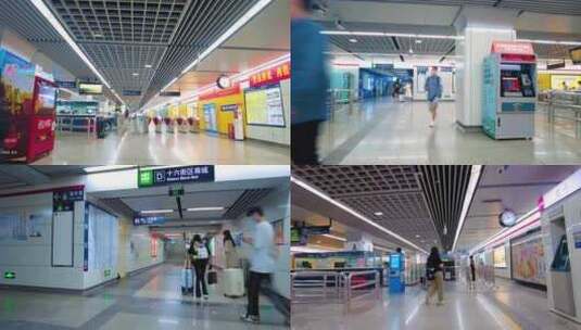 杭州地铁人流延时摄影高清在线视频素材下载