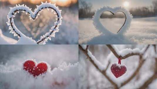 爱心 暖心 冬天 下雪 雪景 爱心 暖心高清在线视频素材下载