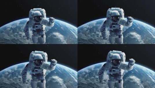 漂浮在太空的宇航员高清在线视频素材下载