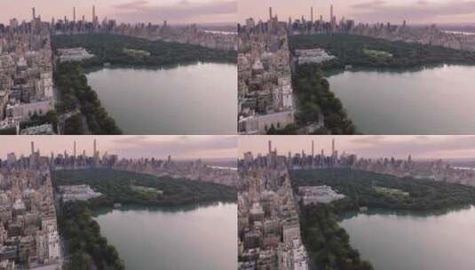 航拍纽约市中心曼哈顿摩天大楼中央公园背景高清在线视频素材下载