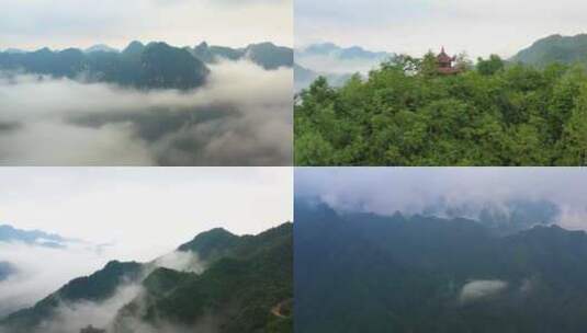航拍巍峨群山之雾高清在线视频素材下载