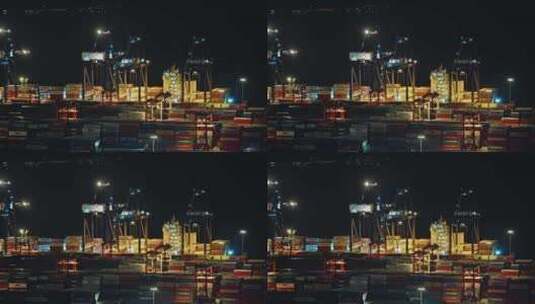 盐田港夜景港口货运码头贸易物流C0089高清在线视频素材下载