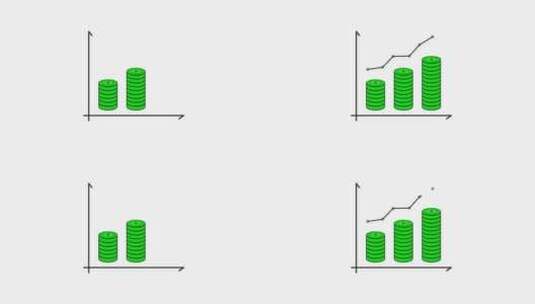 带有硬币图标的经济增长曲线动画视频高清在线视频素材下载