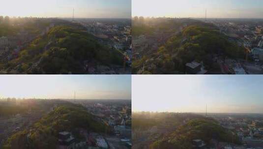 日落时鸟瞰基辅城市景观高清在线视频素材下载