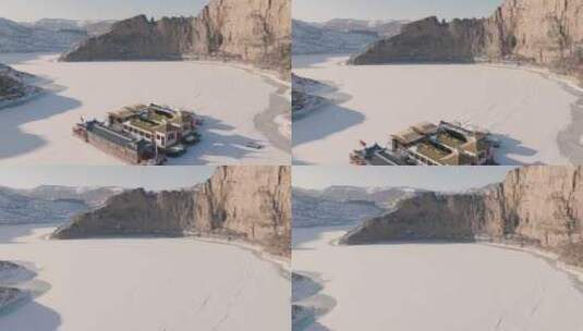 航拍内蒙古河流湖泊天池高清在线视频素材下载