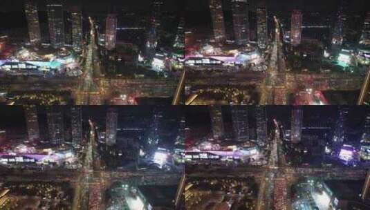 城市夜景拥堵交通东莞鸿福路东莞大道航拍高清在线视频素材下载