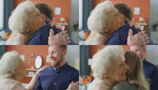 奶奶，拥抱，亲吻，快乐高清在线视频素材下载