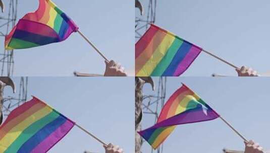 同性恋，同性恋骄傲，旗帜，多彩高清在线视频素材下载