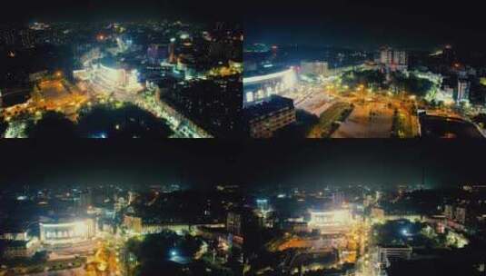广东阳江百利广场夜景航拍高清在线视频素材下载