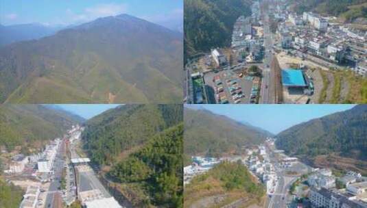 安徽省黄山风景区汤口镇大山航拍延时摄影风高清在线视频素材下载