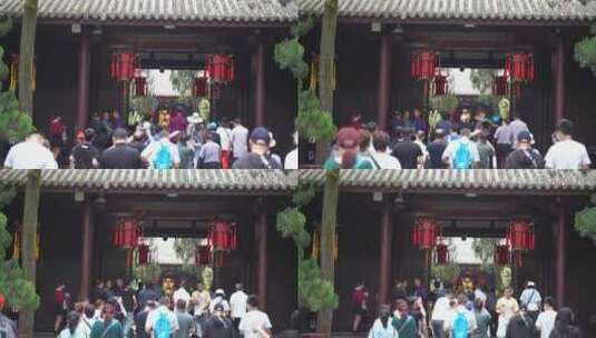 成都武侯祠门口人流游客景区景点游客人流高清在线视频素材下载