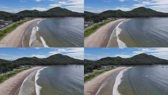 海浪拍打沙滩大海海洋风景航拍高清在线视频素材下载