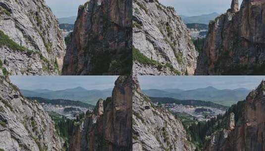 高山峡谷郎木寺发现式航拍高清在线视频素材下载