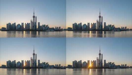 上海外滩陆家嘴城市建筑群城市天际线延时高清在线视频素材下载