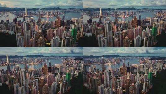香港维多利亚港夜景航拍高清在线视频素材下载